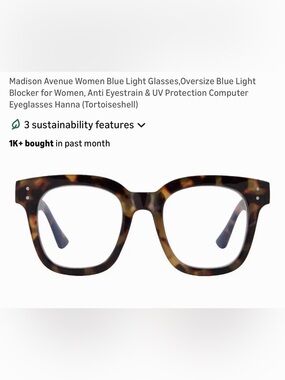 Madison Avenue women’s Tortoiseshell blue light blocker Eyeglasses